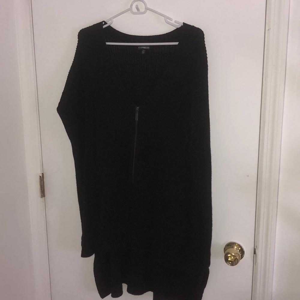 Express front zip black sweater throw over